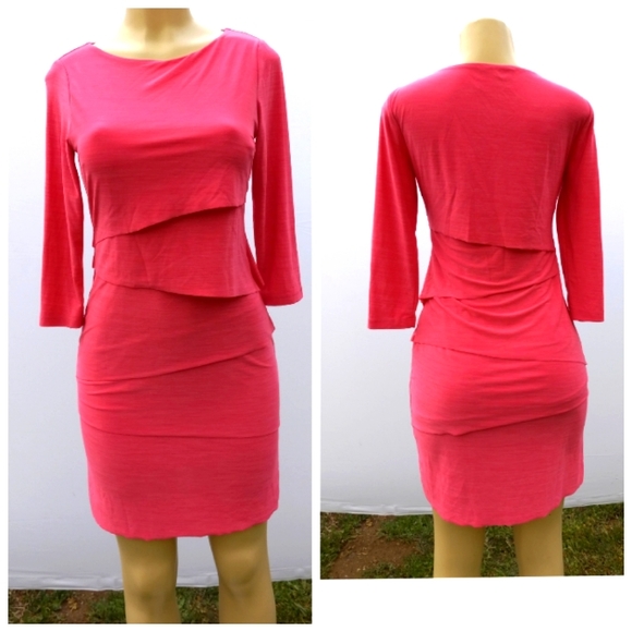 TAHARI ARTHUR AND LEVINE DRESS HOT PINK - Picture 2 of 2
